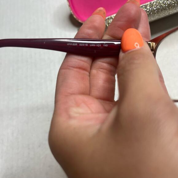 PRADA Maroon & Gold PR 65RV 53 x 16 Lightweight Women’s Designer Eye Glasses - Picture 9 of 12